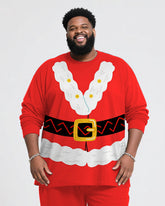 Big & Tall Men's Santa Claus Cosplay Printed Long Sleeve T-Shirt Trousers Suit